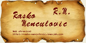 Raško Menčulović vizit kartica